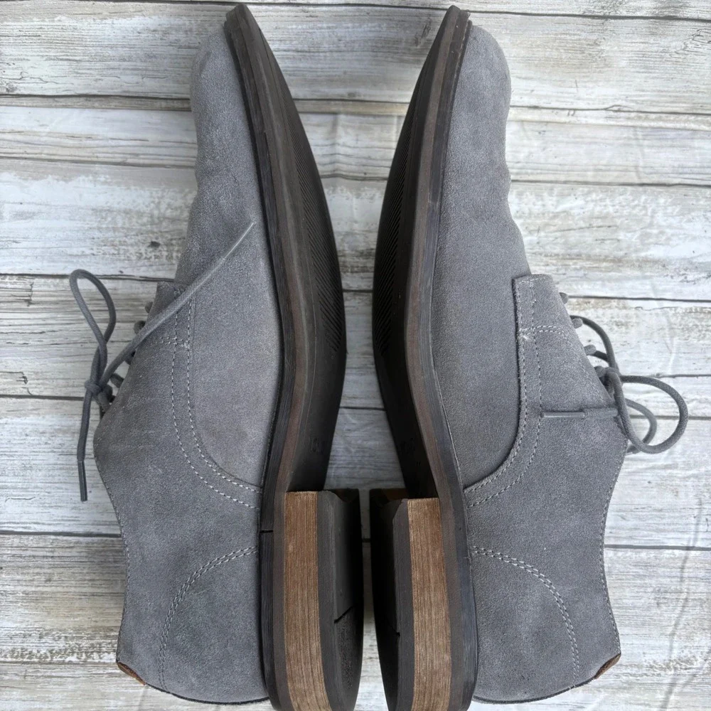 Vionic Graham Derby Shoes Men 11 Grey Suede Lace Up Oxford Orthotic Comfort
